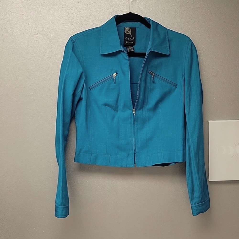 Dana b. and Karen  turquoise blue light jacket,  sz 4